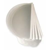 Clear plastic lens covers designed for use with Powered Air-Purifying Respirators (PAPRs). Each pack contains 15 covers with adhesive on the sides for secure attachment. Protects PAPR lenses from scratches, dirt, and chemical splashes in industrial environments