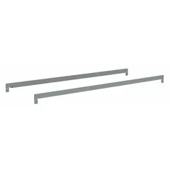 This single straight open deck shelf kit is designed for boltless shelving systems. It includes two beams and features a gray steel frame with a zinc-plated finish. Suitable for organizing parts, tools, or supplies in warehouses and workshops.
