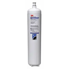 This 3M quick-connect water filter is designed for drinking fountains and beverage machines. It features a pleated membrane media that reduces chlorine odor and captures particles down to 3 microns. With a flow rate of 5 gpm and a capacity of 54,000 gallons, it is suited for commercial or office water systems. Dimensions: 28 in height, 4 1/2 in diameter.