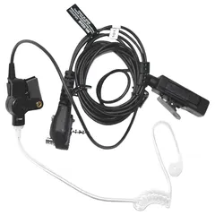 This 2-wire earpiece with earbud and push-to-talk feature is designed for use with EVX series two-way radios. The clear audio tube provides sound transmission. Suitable for hands-free communication in security, event management, and industrial environments.