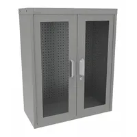 VIDMAR Pegboard Wall Cabinet: 30 in x 14 in x 37 in, Clearview, Pull Handle & Keyed, Gray, 110 lb Wt (MPN Grainger48878)