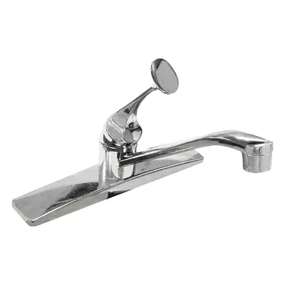 DOMINION FAUCETS Low Arc Kitchen Faucet: Silver, Cast Brass, Single-Post, Deck - Single-Post Kitchen Faucets