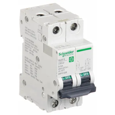 SCHNEIDER Supplementary Protector: 8 A Amps, 14kA at 240V AC, Screw Clamp, C60SP - B-Curve, 2-Pole UL1077 DIN Rail-Mount Supplementary Protectors