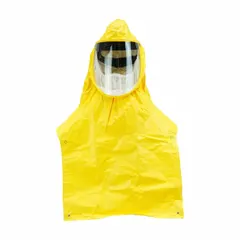 This medium-sized hood-type head cover is designed for use with supplied-air respirator (SAR) systems and is also compatible with powered air-purifying respirator (PAPR) configurations. It includes Tychem material for protective coverage in industrial environments such as chemical processing and painting.