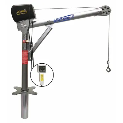 OZ LIFTING PRODUCTS Davit Crane Kit: Steel, Electric, 1,000 lb Max. Load Capacity - Steel Davit Crane Kits with Bases