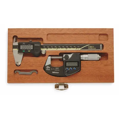 MITUTOYO Precision Measuring Tool Kit: 3 Pieces, Digital Caliper - Caliper & Micrometer Precision Measuring Tool Kits