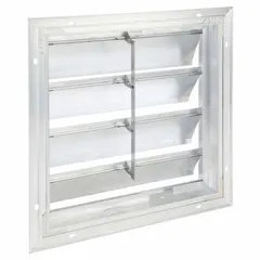 Wall-mount backdraft damper with a single-panel extruded aluminum flat blade. Designed for horizontal airflow in vertical mounting positions. Measures 19 inches high by 19 inches wide with a 3-inch depth. Supports maximum air velocity of 3250 fpm.