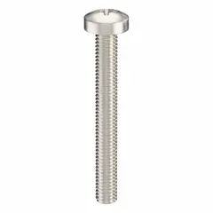 Pan head machine screw with M3x0.50 thread, 25 mm length, made from 18-8 stainless steel with plain finish. Features a Phillips drive with #1 drive size. Supplied in a pack of 100. Suitable for general fastening applications in machinery, electronics, and assembly work.