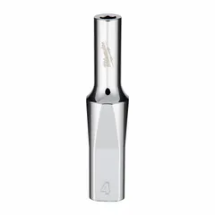 This MILWAUKEE anti-roll hand socket features a 1/4 in drive and 7/16 in socket size, with a 6-point deep chrome design. It is used to access recessed fasteners in automotive, machinery, and industrial assembly applications. The anti-roll geometry prevents the socket from rolling on sloped surfaces, improving safety during maintenance tasks.