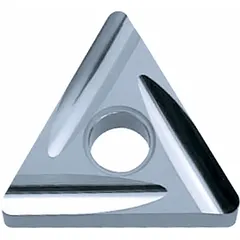 This KYOCERA carbide triangle turning insert is designed for indexable tool holders used in general turning, facing, and profiling operations on lathes. Its triangular shape provides three cutting edges for cost-effective machining of steel, stainless steel, and cast iron in medium-duty applications.