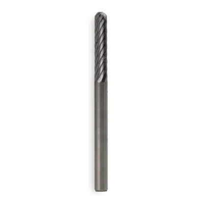WIDIA METAL REMOVAL Carbide Bur: Ball-Nosed Cylinder, SC-1, Single Cut, 1/4" x 5/8" Head - Single-Cut Ball-Nosed Cylinder Burs