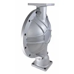 Cast iron fluid chamber for use with NDP Series diaphragm pumps. Designed to dampen pulsations, reduce vibration, and protect downstream equipment in industrial fluid handling systems.
