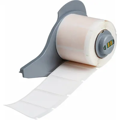 BRADY Wraparound Label: 1 in x 1 1/2 in, 1 1/2 in, Polyimide, White (Matte) - Brady Precut Label Roll Cartridges