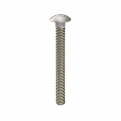 316 stainless steel carriage bolt with a square neck that prevents rotation during tightening. Thread size 5/16"-18, length 3 inches, plain finish. Sold in a 5-pack. Suitable for fastening metal to wood or metal in corrosive environments such as marine, chemical, and outdoor settings.