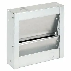This universal-mount backdraft damper is designed for horizontal mounting in duct systems with 8-inch nominal duct diameter. It features a single flat blade and supports horizontal airflow direction at velocities up to 2000 fpm. Commonly used in exhaust ventilation and HVAC applications to prevent reverse airflow.