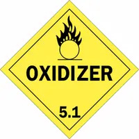 BRADY DOT Container Placard: OXIDIZER/5.1, 10 3/4 in x 10 3/4 in, 10 3/4 in Label Ht, Placard (MPN 63415)