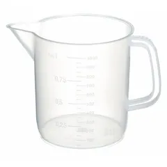 APPROVED VENDOR Low Form Plastic Beaker with Handle, Polypropylene, Translucent, Molded Graduations, 326495-1000