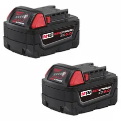 This 2-pack of M18 batteries provides 5 Ah capacity at 18V DC for extended runtime on cordless tools. Compatible with the M18 system, it powers drills, saws, and impact wrenches in construction and maintenance tasks.