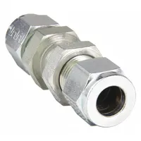 Compression Fitting Union: 3/8 in OD x 3/8 in OD Size, 9/16-20 9/16-20 Thread Size, Bulkhead, Steel (MPN 6BC6-S)