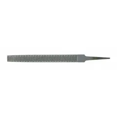 Half-round wood rasp with single edge cut for shaping and smoothing wood. Dimensions: 15/16 in width, 17/64 in thickness. Suitable for carpentry, cabinetry, and pattern making.