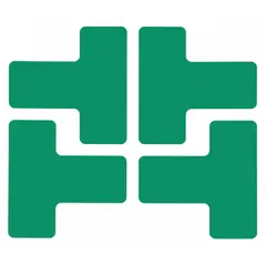 T-shaped floor marking tape in solid green with no legend. Made of 8 mil thick polyester. Each piece measures 2 in x 5 in. Supplied in a 20-pack. Used for visual cues such as marking walkways, equipment zones, or storage areas in industrial facilities.