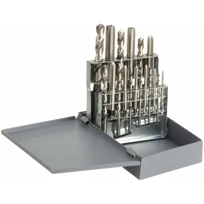 CHICAGO-LATROBE 52580 18-Piece Drill Bit and Tap Set, 5/16" to 27/64" - Drill Bit & Hand Tap Sets