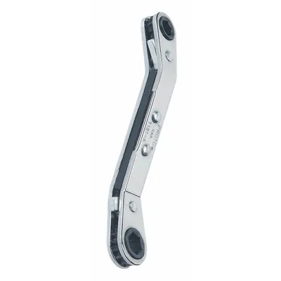 PROTO Box End Wrench: Chrome, 3/8 in_7/16 in Head Size, 5 1/2 in Overall Lg, Offset - SAE, Double End, 6-Point, Ratcheting Box End Wrenches