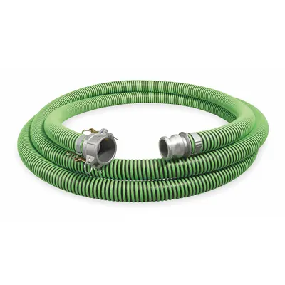 CONTINENTAL Water Suction and Discharge Hose: 2 in Hose Inside Dia., 50 psi, Black/Green - Thermoplastic Rubber Water Suction & Discharge Hose Assemblies with Polyethylene Helix Reinforcement