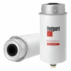 Can-type fuel/water separator for diesel fuel systems. Overall height 8 7/8 in, outside diameter 3 1/4 in. Removes contaminants and separates water to protect fuel system components in heavy-duty trucks, agricultural equipment, and industrial vehicles.
