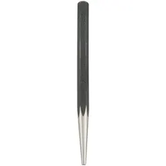 This pin loosening punch features a hexagon, flat, SAE design with a 3/16 in tip diameter, 3/8 in shank width, and 2 in taper length. The 6 in overall length provides reach for starting stubborn pins in industrial assemblies. Suitable for maintenance tasks in machining and material handling environments.