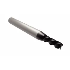 Carbide corner-chamfer end mill with AlTiN coating, 4 flutes, 10 mm mill diameter, and 20 mm length of cut. Designed for fast cutting in steel and cast iron. Used for chamfering edges and deburring in production machining, mold making, and general fabrication.
