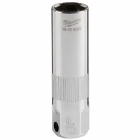 MILWAUKEE Spark Plug Socket: 3/8 in Drive Size, 9/16 in Socket Size, 6-Point, Deep, Chrome (MPN 48-22-9550)