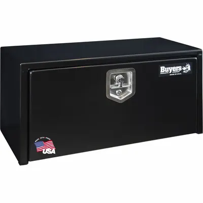 BUYERS PRODUCTS Single Drop-Down Door Box, Black, 15 in Depth, Keyed Lock - Single Drop-Down Door Boxes