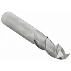 This carbide corner-chamfer end mill features a TiAlN coating and four flutes for efficient cutting in ferrous materials. With a 1/2" mill diameter, 1" length of cut, and 3" overall length, it is suited for creating 45° chamfers, edge breaks, and deburring operations in machining applications.