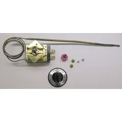 Electric thermostat for cooking equipment, with a dial range of 200 to 450 and a 36-inch capillary. Operates on 120V AC input voltage. Suitable for temperature control in commercial cooking appliances.