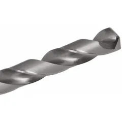 This 2.5 mm jobber-length drill bit is made from high-speed steel and features a 135° split point to reduce walking and thrust. It conforms to NAS 907 Type B standards, making it suitable for precision hole drilling in high-strength alloys and sheet metal in aerospace applications.