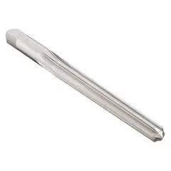This straight-flute taper pin reamer is designed for precision finishing of tapered pin holes to accommodate #2 taper pins. It is used in metalworking applications to enlarge and smooth holes for secure pin fit in assemblies.