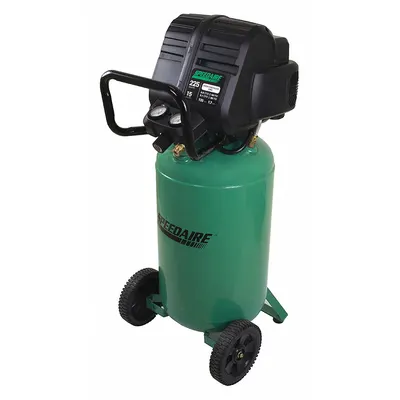SPEEDAIRE Portable Air Compressor: Oil Free, 15 gal, Vertical, 1.7 hp, 5.1 cfm @ 90 psi - Wheeled Portable Electric Air Compressors