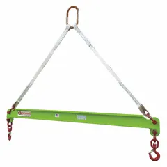Fixed chain-mounted spreader beam with 36 in overall length and 2,000 lb working load limit. Used in rigging and lifting operations to distribute loads evenly across multiple lift points, ensuring stable and balanced lifting.