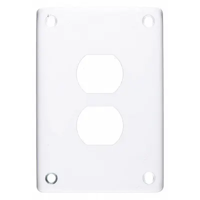 HUBBELL Wall Plate: Duplex Outlet, 1 Gang, White - General Purpose Wall Plates