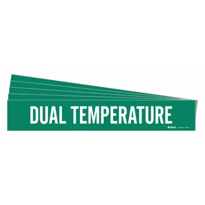 BRADY Pipe Marker: Dual Temp, Green, White, Fits 2 1/2 to 7 7/8 in Pipe O.D. - Dual Temperature Adhesive Pipe Markers
