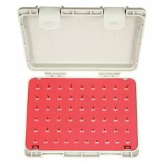 This No-Go (Minus) pin gauge set covers sizes from 0.006 in to 0.06 in with a ZZ tolerance class of +/-0.00020 in. The black oxide finish provides corrosion resistance. Used to verify that hole diameters do not exceed the maximum material condition limit in quality control applications.