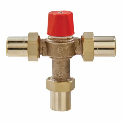 Watts Thermostatic Mixing Valve: 1 in Inlet Connection Size, 1 in Outlet Connection Size - Point-of-Source Mixing Valves
