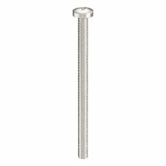 M6x1.00 thread, 90 mm length, 18-8 stainless steel, plain finish, pan head, Phillips drive (#3). Used for fastening components in machinery, enclosures, and assemblies requiring a low-profile head and corrosion resistance.
