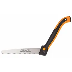 This pruning saw features a 7-inch steel blade with 0.03-inch thickness and a plastic handle, with an overall length of 9 inches. It is designed for cutting tree branches and woody stems in landscaping, arboriculture, and forestry applications.