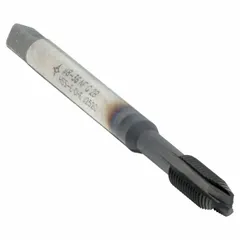 Spiral-point tap for threading blind or through holes in steel and stainless steel. Features a 2B thread class, plug chamfer, and Hardlube-coated cobalt construction with 3 flutes. The spiral-point design pushes chips ahead to reduce clogging and breakage. Manufacturer part number C96009.