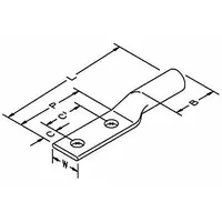 Compression Lugs: For 2/0 AWG, Stranded Wire, 1/2 in Stud Size, Long, Copper Barrel (MPN 31137)