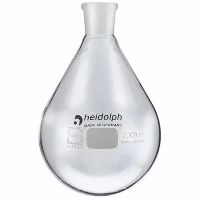 HEIDOLPH 2,000 mL Round Glass Boiling Flask, Colorless, 24/40 Stopper Size - Glass Boiling Flasks