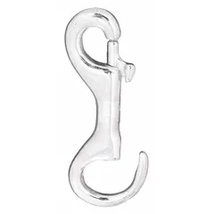 This slide bolt spring snap is made of iron with an 11/32 in opening. It is designed for non-lifting applications where a secure quick-connect attachment is needed. Typical uses include light-duty tethering or positioning tasks in industrial settings.