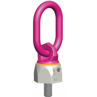 RUD CHAIN Hoist Ring: Pivot/Swivel, Steel w/Pink Powder-Coated Bail, 5/16"-18, Max. 660 lb - Rotate-Under-Load Hoist Rings